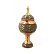 قندان پایه دار مس و خاتم کد 1296