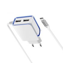 شارژر دیواری Type-C سیم وصل Borofone مدل BA35A + دو خروجی USB