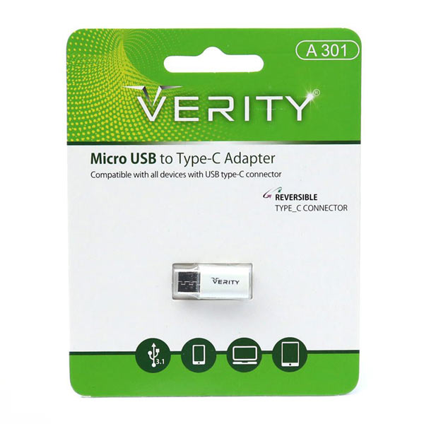 مبدل micro USB به type C وریتی مدل A301