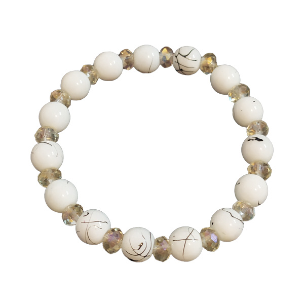 دستبند کشی مهره خط دار همراه با کریستال کد ۱۱۶۶