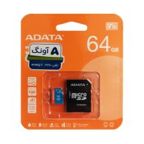 کارت حافظه microSDXC-I U1 V10 ای دیتا سرعت100 ظرفیت 64گیگابایت+خشاب
